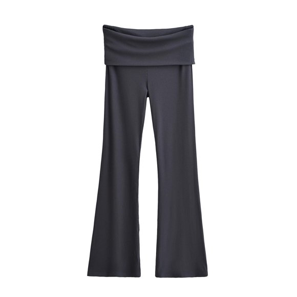 AherBiu Yoga Pants for Women Fold over High Waisted Flare Pants Stretchy Comfy Loungewear Bell Bottom Trousers