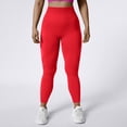 thumbnail image 6 of WTXUE Seamless Leggings For Women, Seamless Leggings Women's Solid Color Butt Tight Sports Pants High Waist Butt Lifting Fitness Pants, Pantalones De Mujer, Red, 6 of 8