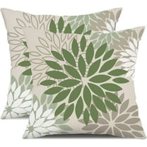 Army Green Pillow Covers 20x20 Inch Set of 2 Flower White Gray Elegant Colored Throw Pillows Outdoor Waterproof Decor for Patio Funiture Garden Living Room Sofa Polyester Pillow Covers 002G20