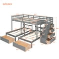 thumbnail image 7 of Triple Bunk Bed with Staircase and 7 Drawers, L-Shaped Bunk Bed for 3, Solid Wood Full Over Twin & Twin Bunk Bed Frame with Safety Guardrail & Storage Board, Space Saving, No Box Spring Needed, Grey, 7 of 7