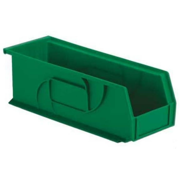 Hang & Stack Storage Bin, Plastic, Green, 5 in H, 5 1/2 in W, 14 3/4 in L