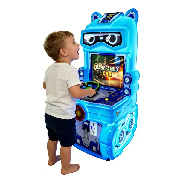 Máquina Recreativa Infantil, Cabina que Funciona con Monedas, Simulador de Conducción, 126 × 64,6 × 56,6 cm (Azul)