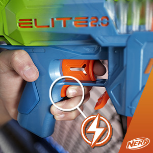 Nerf Elite 2.0 Double Punch Motorized Electronic Blaster, 50 Elite Darts, 2x 10-Dart Clips