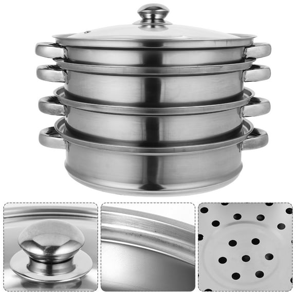 Supvox Tiered Steamer Pot, Stainless Steel, Multipurpose, Home Kitchen, 1Pc