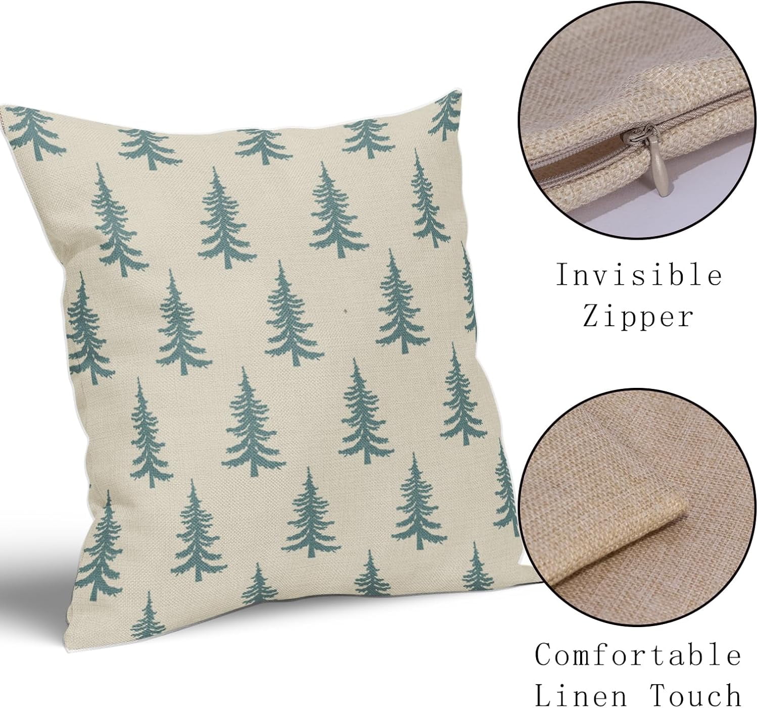 Christmas Tree Pillow Covers 18x18 Set of 2 Red Xmas Rustic Style Winter Print Decorative Outdoor Pillowcases Farmhouse Vintage Holiday Decorations Throw Cushion Case Decor for Couch Sofa Bed