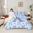 thumbnail image 4 of Castle Fairy Monogrammed Letter Initial A 3-Piece Full Size Comforter Sets for Teens Girls Boys,Kawaii Blue Bow Bedding Comforter Set,Dreamy Princess Lightweight Bedding Sets,Super Cozy Room Decor, 4 of 8