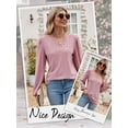 thumbnail image 7 of Hibeli Women Grommet Holes V Neck Puff Long Sleeve Solid Color Eyelet Top, 7 of 7