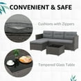 thumbnail image 2 of OC Orange-Casual 5-Piece Outdoor Sectional Sofa Set with Glass Coffee Table Grey Rattan & Sliver-Grey Cushion, 2 of 6