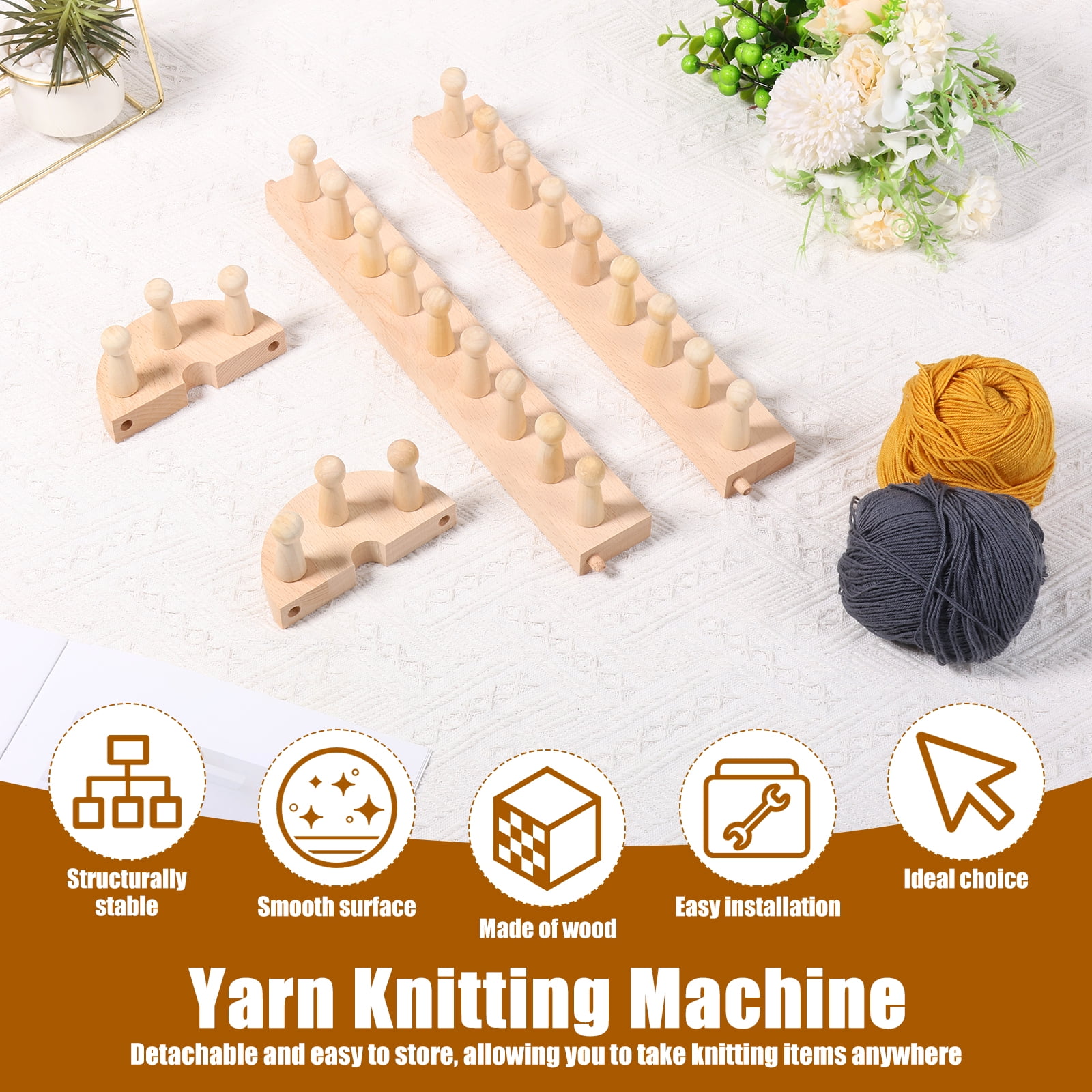 Threns 18.3" Wooden Loom Frame for DIY Throw Blankets Chunky Knit Blanket Kit – Adjustable Size Hand Knitting Kit – No Needles Required – Beginner-Friendly Yarn Craft for Home