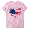 thumbnail image 2 of Odbmxy Womens Plus Size T Shirts Short Sleeve Summer Independence Day Women's Tops Heart Print Pink Vacation Pullover Tops, 2 of 4