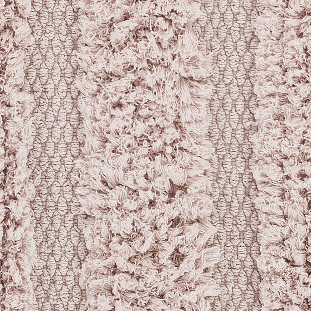 VCNY Home Savannah Fringe Pink Stripe Cotton Blend Bath Rug Runner, 24 x 60