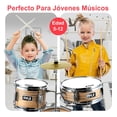 thumbnail image 2 of Set de Batería para Niños Premium Pyle, Kit para Principiantes Junior de 3 Piezas con Bombo de 13", Incluye Redoblante, Tom, Platillo, Trono Ajustable, Silenciadores y Baquetas, Natural, 2 of 7