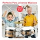 thumbnail image 2 of Set de Batería para Niños Premium Pyle, Kit para Principiantes Junior de 3 Piezas con Bombo de 13", Incluye Redoblante, Tom, Platillo, Trono Ajustable, Silenciadores y Baquetas, Natural, 2 of 7