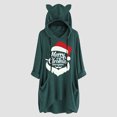 thumbnail image 2 of Top de manga larga con cuello redondo y capucha para mujer con estampado navideño y bolsillo suelto para mujer Pompotops  FGAJ11126, 2 of 6