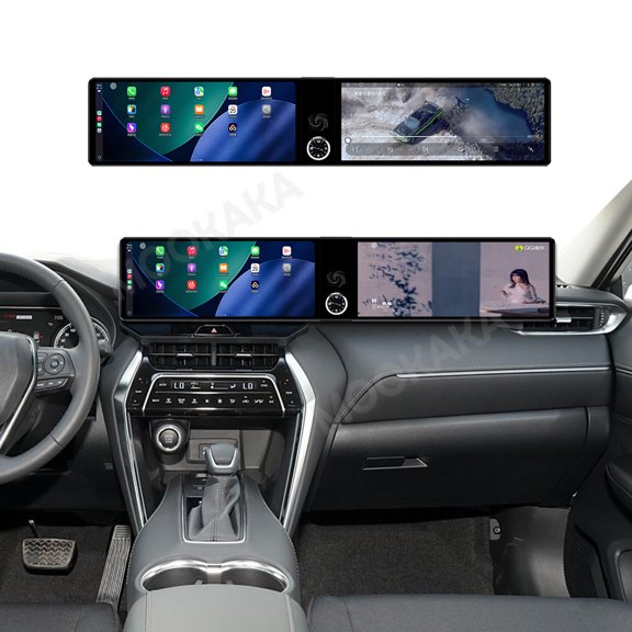 MOOKAKA Dual 12.3 inch Carplay Screen/Radio/Multimedia Player for Toyota Harrier 2021-2024 Models Universal Car Navigation/GPS Upgrade Headunit Android Display 1080P Touch Screen Replace System