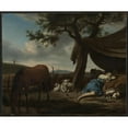 thumbnail image 2 of Adriaen van de Velde 24x20 Gold Ornate Framed and Double Matted Museum Art Print Titled - Sleeping Shepherds (1663), 2 of 4