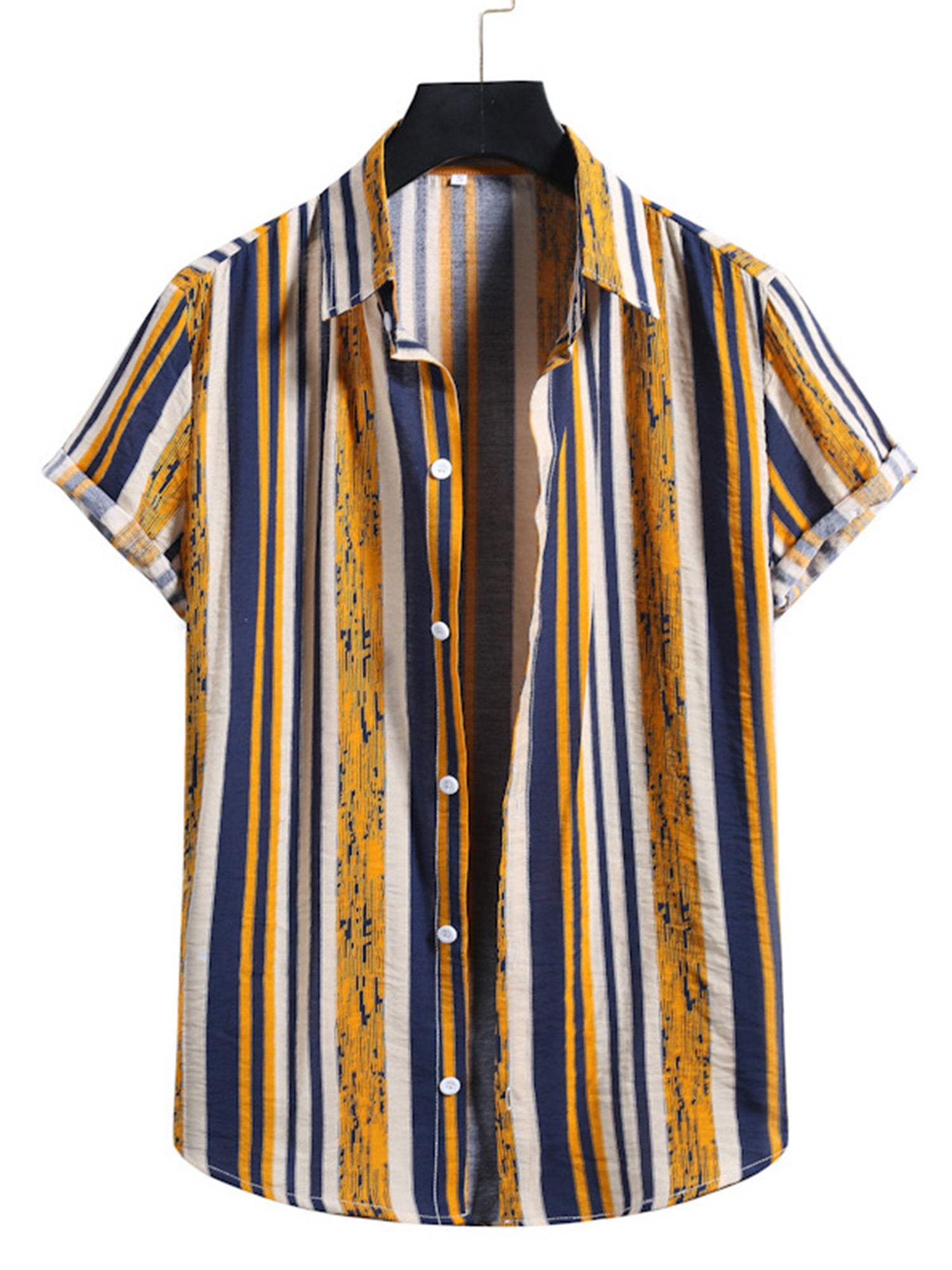 Men Short Sleeve Hawaiian Printed Shirts Loose Casual Party Aloha Top Tee Blouse 