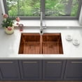 thumbnail image 6 of Strictly Sinks 32 Inch Undermount Workstation Copper Kitchen Sink – Wave Texture Double Bowl Sink, 6 of 9