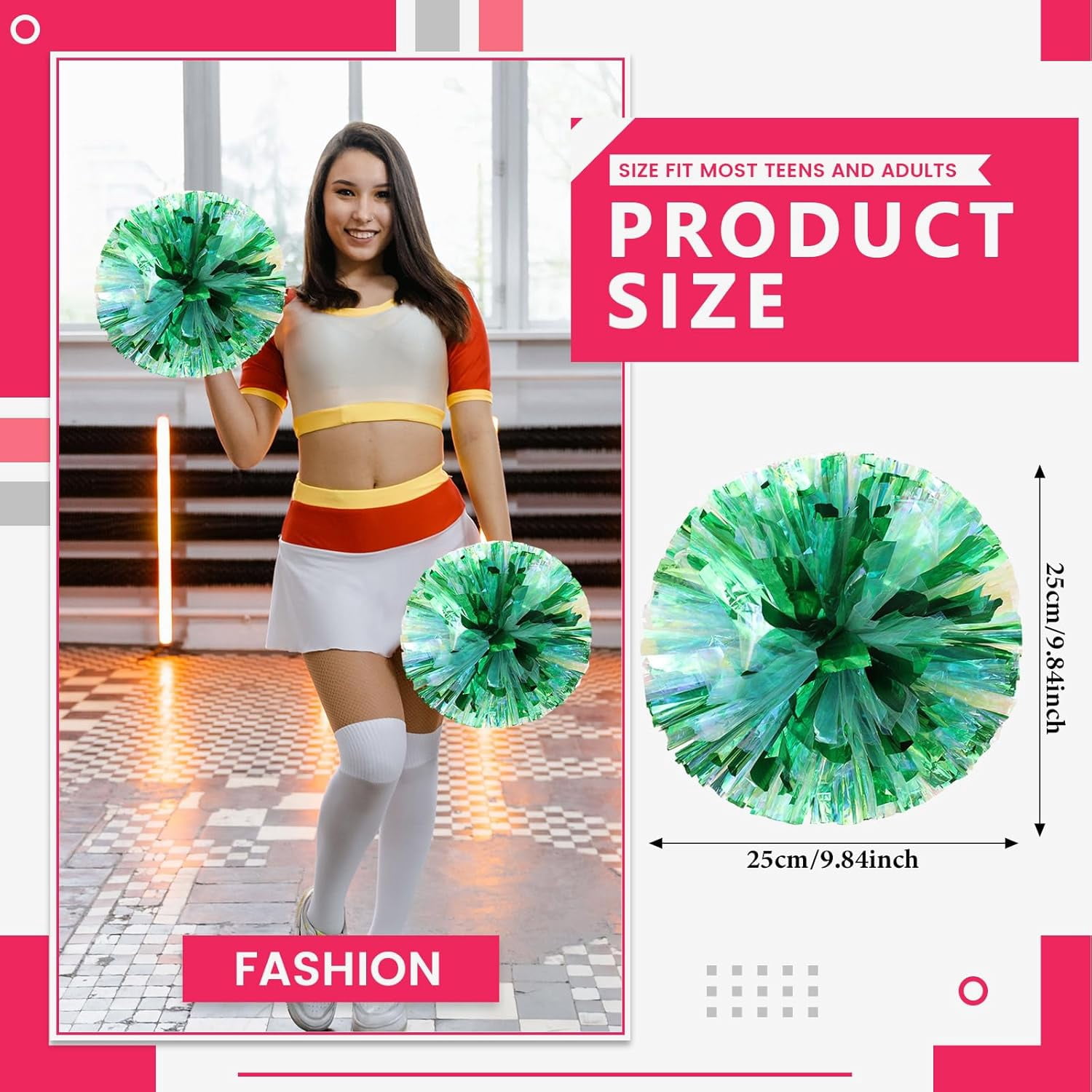 20 Pack Cheerleading pom poms,Cheer pom poms Sports Dance Cheer Plastic Pom Poms Cheerleading for Sports Team Spirit Cheering (Colorful+Blue)