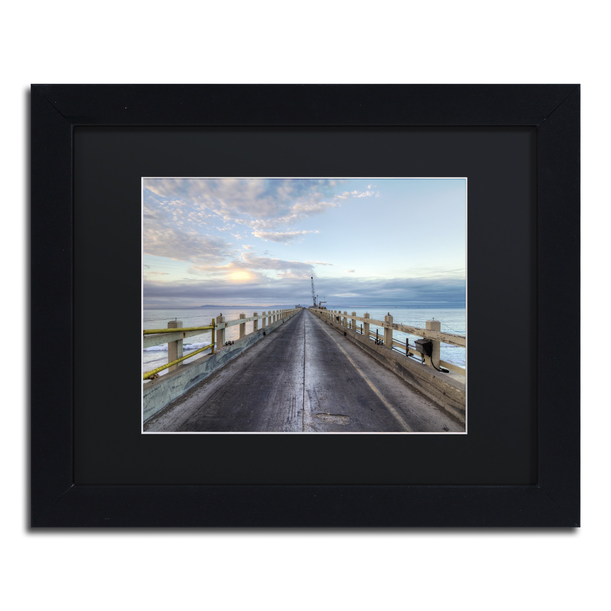 Trademark Fine Art "Carpinteria Pier View I" Canvas Art by Chris Moyer, Black Matte, Black Frame