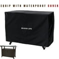 thumbnail image 6 of GDLF Outdoor Prep Table Grill Station, Solid Wood Movable Dining Cart Table, Dark Brown, 6 of 9
