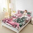 thumbnail image 4 of jejeloiu Christmas Gift Truck Xmas Tree Happy New Year Twin Sheet Set,Ultra Soft Girl Kids Bedding,3pcs, 4 of 7