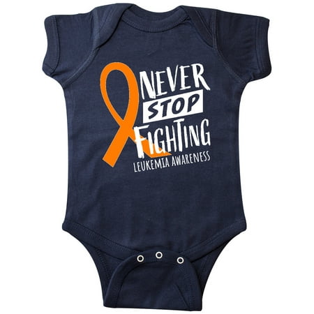 

Inktastic Never Stop Fighting Leukemia Awareness Orange Ribbon Gift Baby Boy or Baby Girl Bodysuit