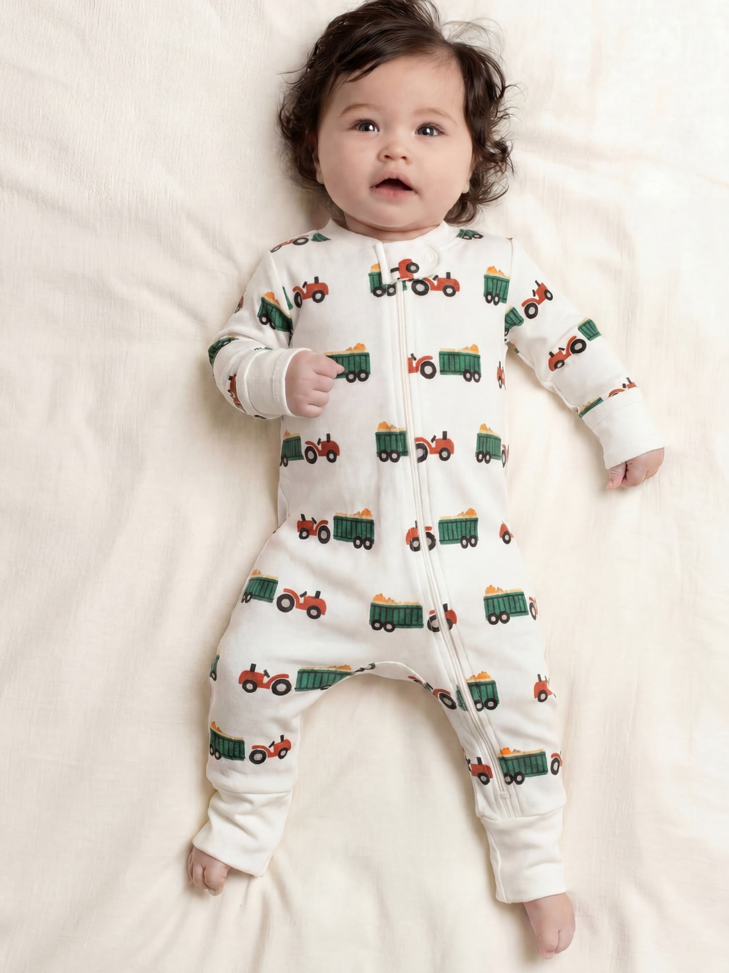M+A by Monica + Andy Organic Cotton Gender Neutral Long Sleeve Baby One-Piece Pajama, Sizes Newborn - 24 Months
