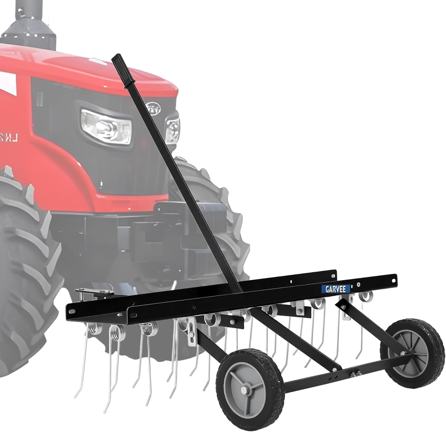 Acekid 40-Inch Tow Behind Lawn Rake, Dethatcher with 20 Spring Steel Tines, Lawn Sweeper with Lift Handle, Black