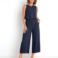 thumbnail image 5 of Cotton Linen Two Piece Sets for Women 2025 Wide Leg Two Piece Pants Set Casual Tank Tops Two Piece Outfits Summer Lounge Set, Limited Time Offer, 5 of 6