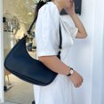 thumbnail image 2 of Retro Mujeres PU Cuero Hobos Underarm Bag Bolso pequeño de color puro (Negro) Likrtyny Para estrenar, 2 of 9