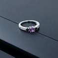 thumbnail image 3 of Gem Stone King 0.81 Ct Round Purple Amethyst Black Onyx 925 Sterling Silver Ring (Size 9), 3 of 4