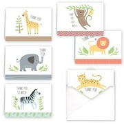 Jungle Animals Thank You Note Card Assortment - set of 36