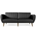 thumbnail image 1 of Gymax Canapé-Lit Futon Convertible en PU, Sofa Réglable avec Pattes en Bois, Noir, 1 of 10