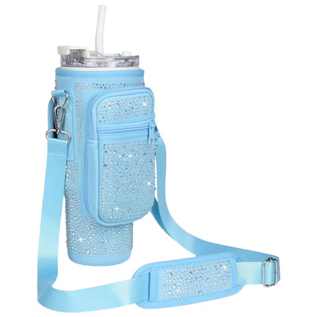 Bling Bolsa portabotellas de agua Soporte para botella de agua para Stanley 40oz (azul)