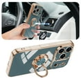thumbnail image 3 of for iPhone 17 Pro Max Case with Ring Holder, iPhone 17 Pro Max Cover, Kickstand Magnetic Plating Frame TPU Shockproof Anti-Scratch Slim Girls Women Men Case Cover for iPhone 17 Pro Max, Gray, 3 of 5