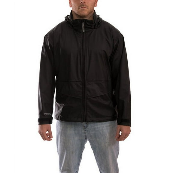 Tingley Stormflex Rain Jacket w/Hood/Pockets, Stretch, Black, S J67113