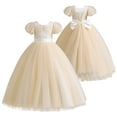 thumbnail image 3 of IBTOM CASTLE Flower Girls Sequin Lace-up Bow Dress for Kid Wedding Bridesmaid Pageant Party Formal Long Gown Communion Tulle Dresses 6-7 Years Champagne, 3 of 8