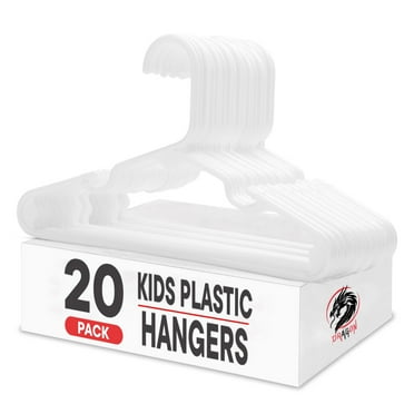 DRAGON Kids Hangers 20-Pack, Non-Slip Clothes Hangers Infant & Toddler, Baby Hangers, White