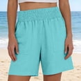 thumbnail image 5 of Inverlee Womens Elastic High Waist Shorts with Pockets Casual Summer Loose Fit Beach Shorts Daily Wear Loose Short Sky Blue S, 5 of 6