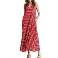 thumbnail image 2 of Aqestyerly Robe Longue d'Été Décontractée pour Femme à Col en V, Sans Manches, à Pois, Grande Taille, 2 of 6