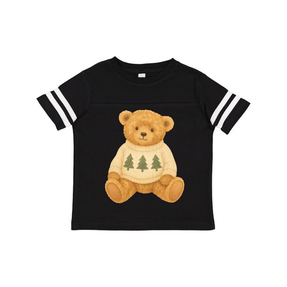 Inktastic Vintage Teddy Bear in Sweater with Christmas Trees Boys or Girls Toddler T-Shirt
