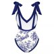 thumbnail image 4 of MKLEKYY Trajes De Baño Mujer Completo Women Vintage Abstract Floral Print 1 Piece Swimwear+1 Piece Cover Up Two Piece Vintage Print Swimsuit Monokini Bikini 2 Piece Swimsuits Two Piece Tankini Set, 4 of 5