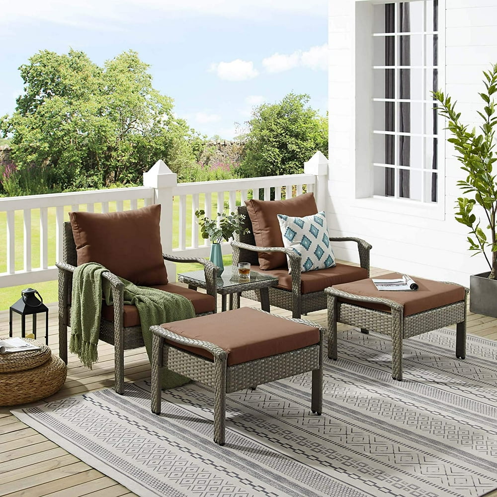 Tribesigns Wicker Patio Furniture Sets, 5 Pieces PE Rattan Wicker