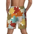 thumbnail image 3 of Sigee Fall Maple Leaves Print Mens Swim Trunks with Compression Liner Quick Dry Swim Stretch Beach Shorts with Pockets,S-3XL, 3 of 7