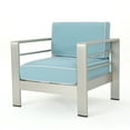 thumbnail image 4 of Bridget Outdoor Aluminum Framed Club Chairs with Water Resistant Cushions (Set of 4), Light Teal, White, Silver, 4 of 12