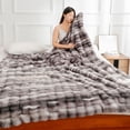 thumbnail image 2 of Tie-Dye Faux Rabbit Fur Blanket, 140x200cm Plush Striped Throw, Soft Warm Cozy Blanket for Couch, Bed & Sofa, Multiple Tie-Dye Colors Available, 2 of 6