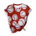 thumbnail image 4 of Women's Fashion 2024 Y2K Tops Dressy Casual Short Sleeve Tunic Tops Loose Fit Flowy Round Neck Blouse Vintage Summer Clothes for Teen Girls Baseball Graphic Tops Basic Tees for Sports Red T Shirts S, 4 of 5