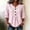 Pink, variant on Hueook Fall 3/4 Length Sleeve Womens Tops Striped V Neck Button Ruffle Cuff Casual Blouse Pink L