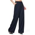 thumbnail image 2 of Pantalones de trabajo Willit de pierna ancha y cintura alta para mujer, azul marino, XL, 2 of 7